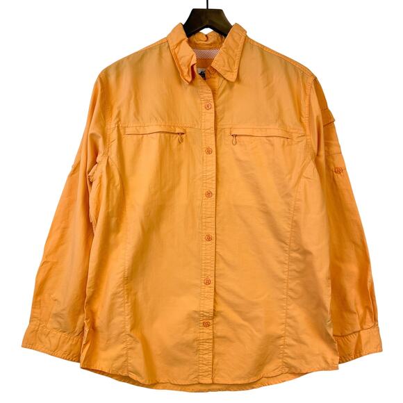 World Wide Sportsman Tops - World Wide Sportsman Womens Size L Nylon Fishing Utility Shirt Outdoors Orange